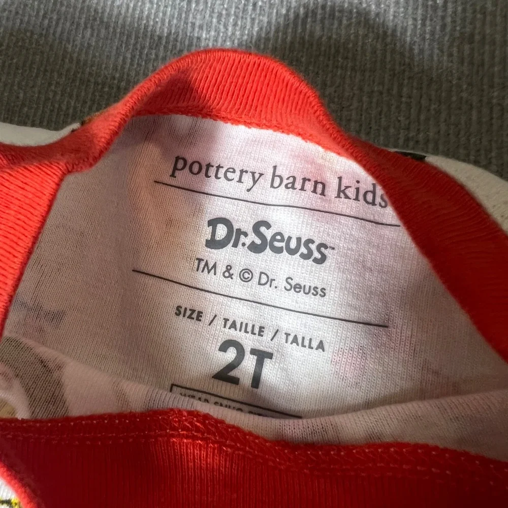 Pottery Barn Kids Dr Seuss The Grinch Organic Cotton Pajamas Set 2T White Red